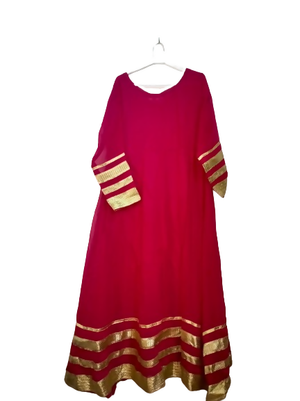 Shocking pink Chiffon Frock | Women Frocks & Maxis | X Large | Preloved