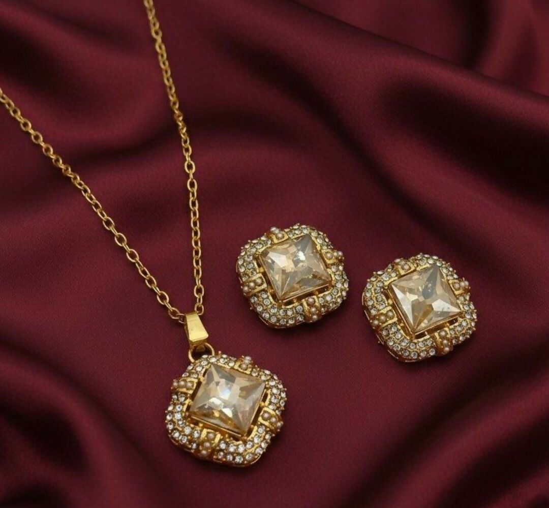 Square Pendant Set-00271 | Women Jewelry | Necklaces & Pendants | Casual jewelry sets | Brand New
