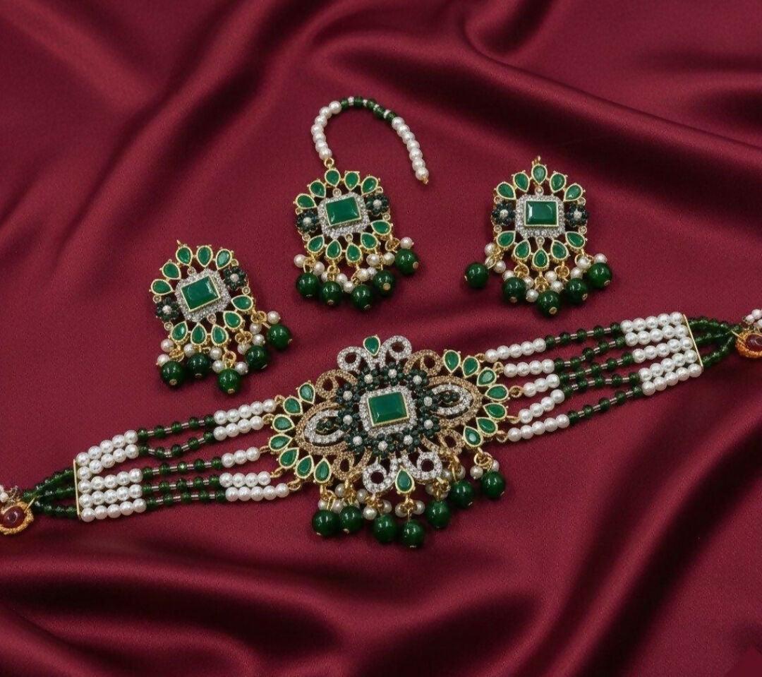 Flower Tear Pearl Drop Choker Set-00258 | Women Jewelry | Wedding Jewelry & Sets | Brand New