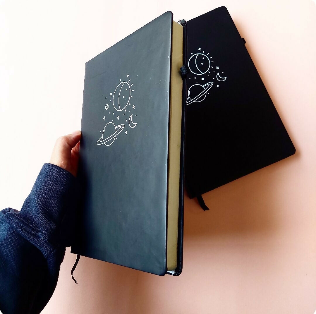 Minimalistic Space Doodle Black Journal Dotted Pages | For Your Home | Books | New