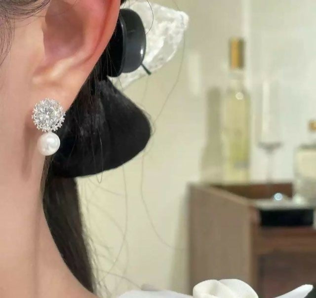 Round Pearl Tops Pair-01088 | Women Jewelry | Earrings | Brand New