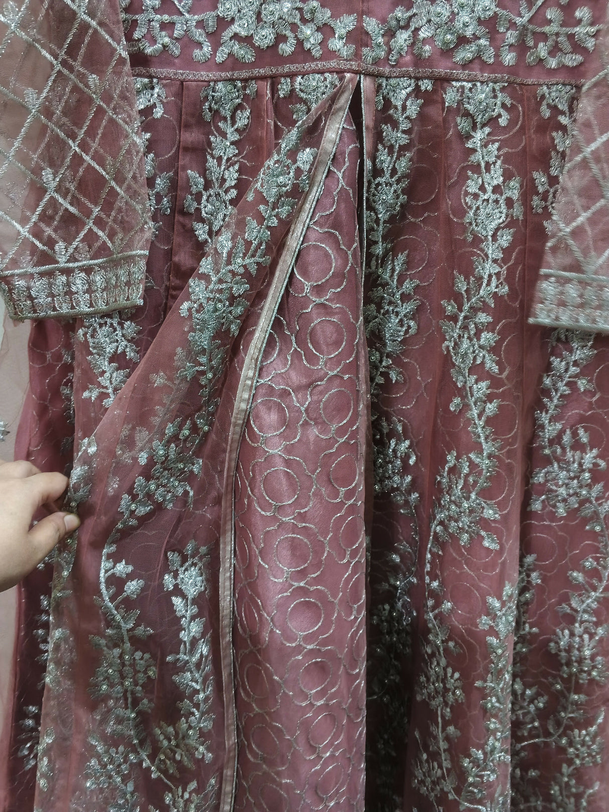 Fancy Embroidered Pink Maxi | Women Frocks & Maxis | Medium | Worn Once