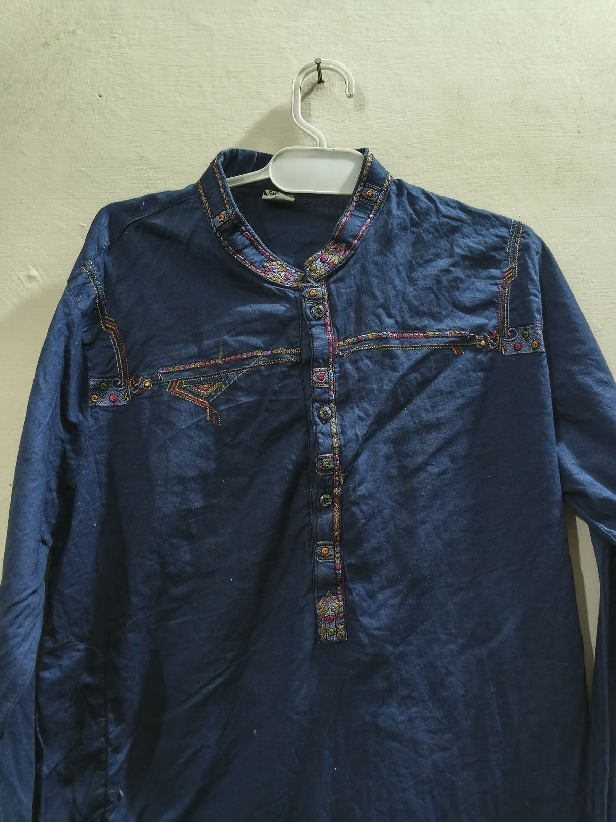 Blue Embroidered Kurta | Boys Shalwar Kameez | Size: 32 | Preloved