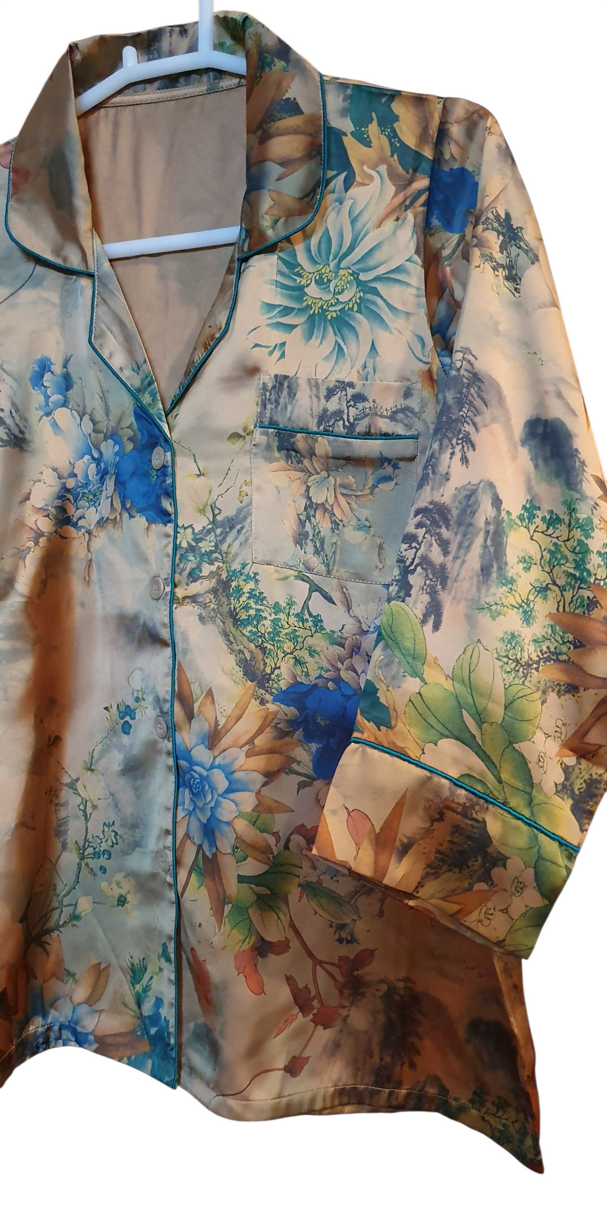 Brown Silk PJ Set | Women PJ Set | Women Loungewear & Sleepwear | Large | New