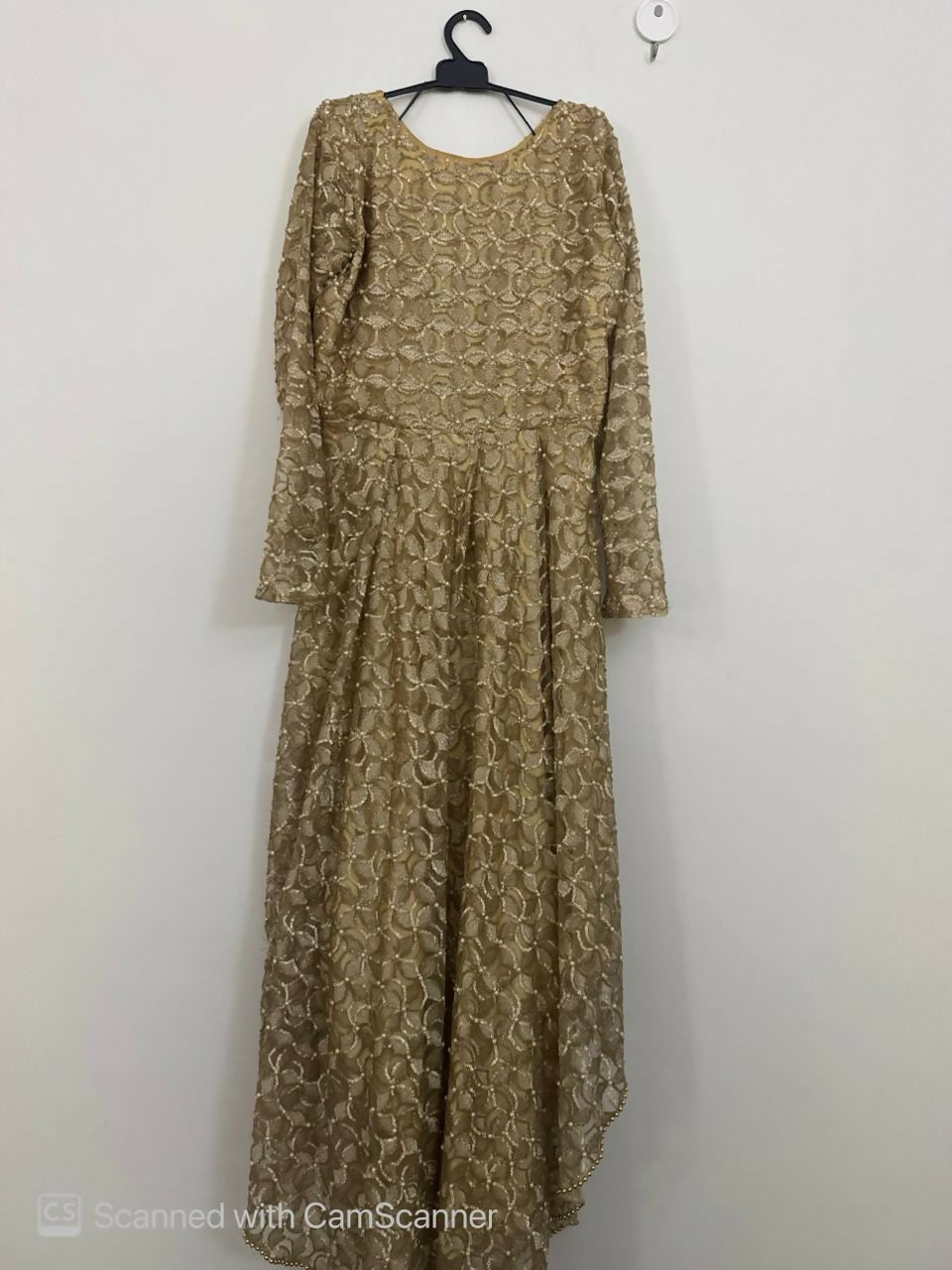 Golden Foan Net Tail Frock | Women Frocks & Maxi | Small | Preloved
