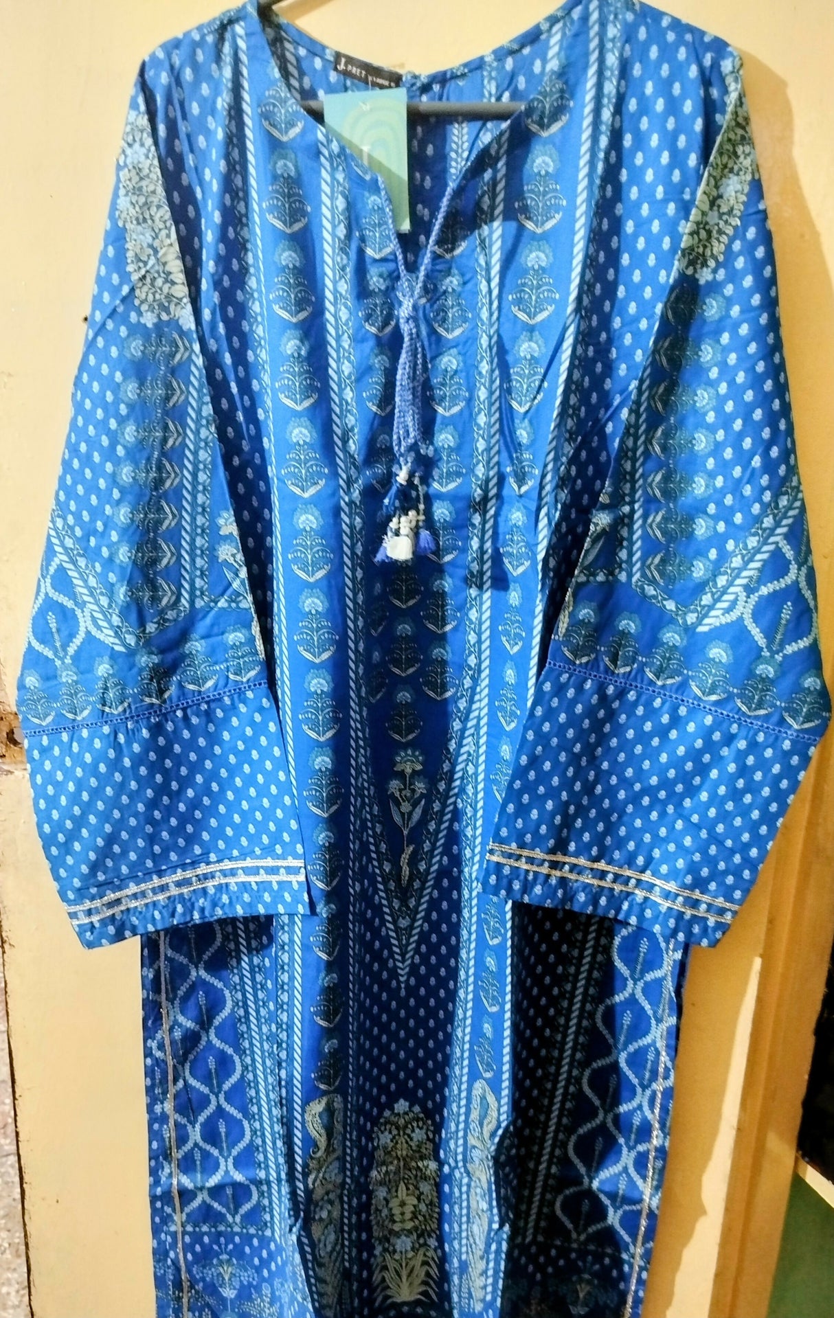 J. Junaid Jamshed | Women Branded Kurta | Blue Cotton Kurta | XLarge | Brand New