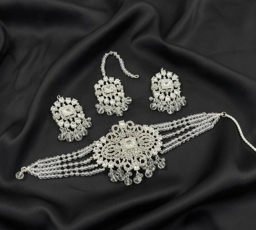 Rectangle Tear Pearl Drop Choker Set-00260 | Women Jewelry | Wedding Jewelry & Sets | Brand New