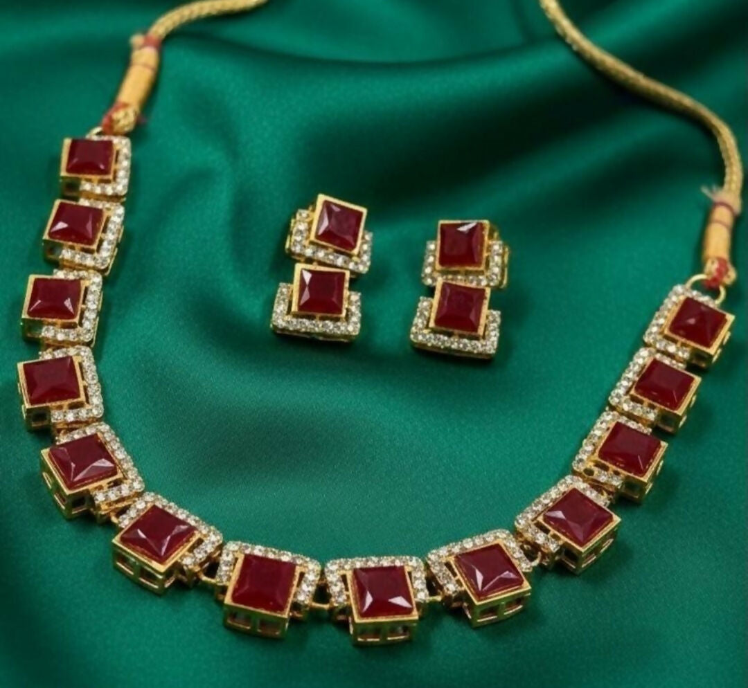 Square Necklace Set-00022 | Women Jewelry | Wedding Jewelry & Sets | Brand New