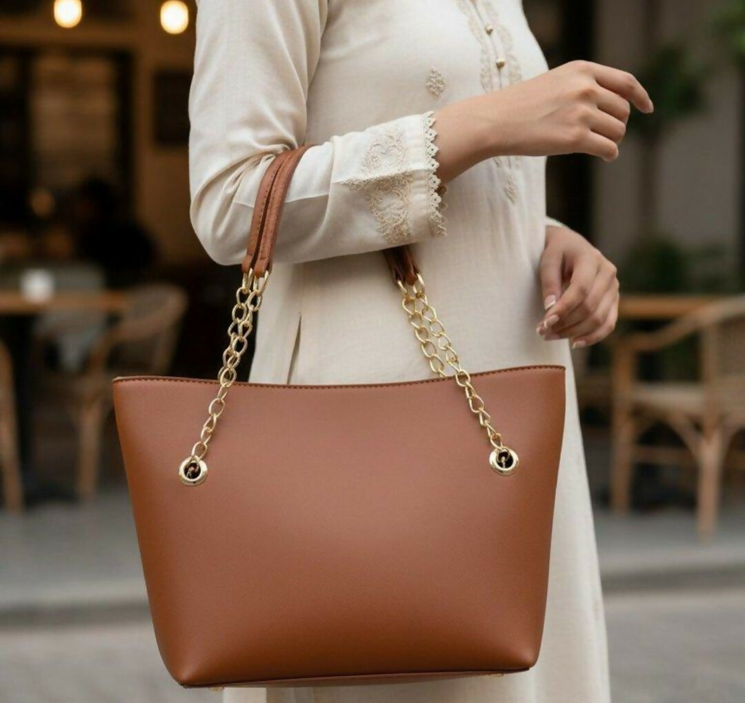 Chain Ladies Tote Bag-(00080-00082) Handbags for Women | Women Bags | Large | Brand New