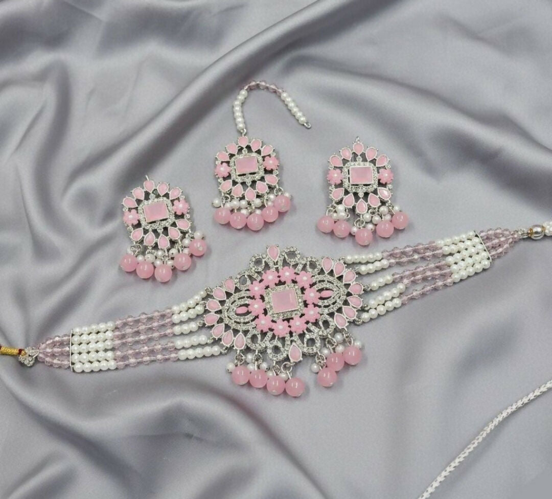 Rectangle Tear Pearl Drop Choker Set-00260 | Women Jewelry | Wedding Jewelry & Sets | Brand New