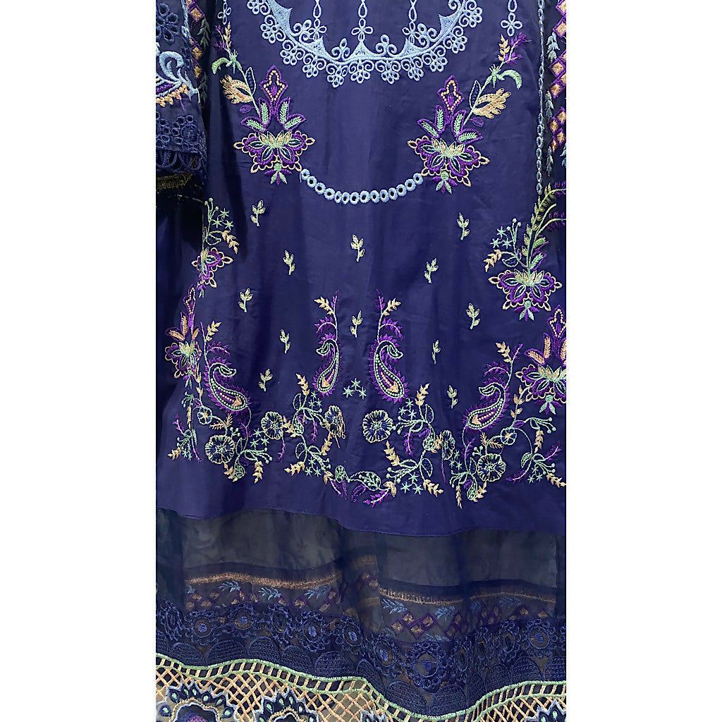 Fully Embroidered 3PC Dress | Women Locally Made Kurta | Blue Kurta | Medium | Worn Once