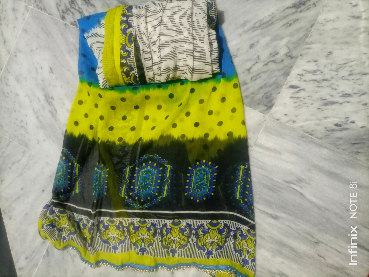 Multi Color Chiffon Dupatta | Women Accessories | Size: 2 Yards | New