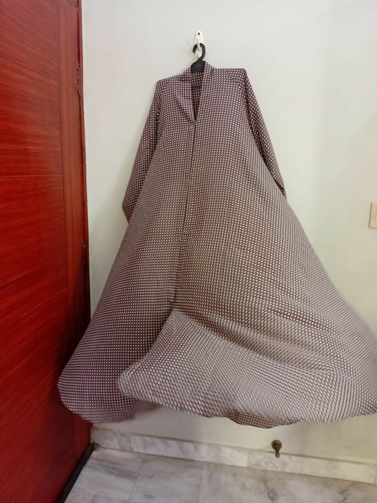 Brown Printed Front Open Abaya | Women Accessories | Large | Brand New