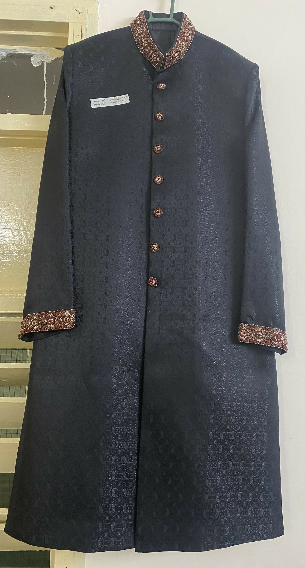 Groom Black Sherwani | Men Shalwar Kameez | Medium | Worn Once
