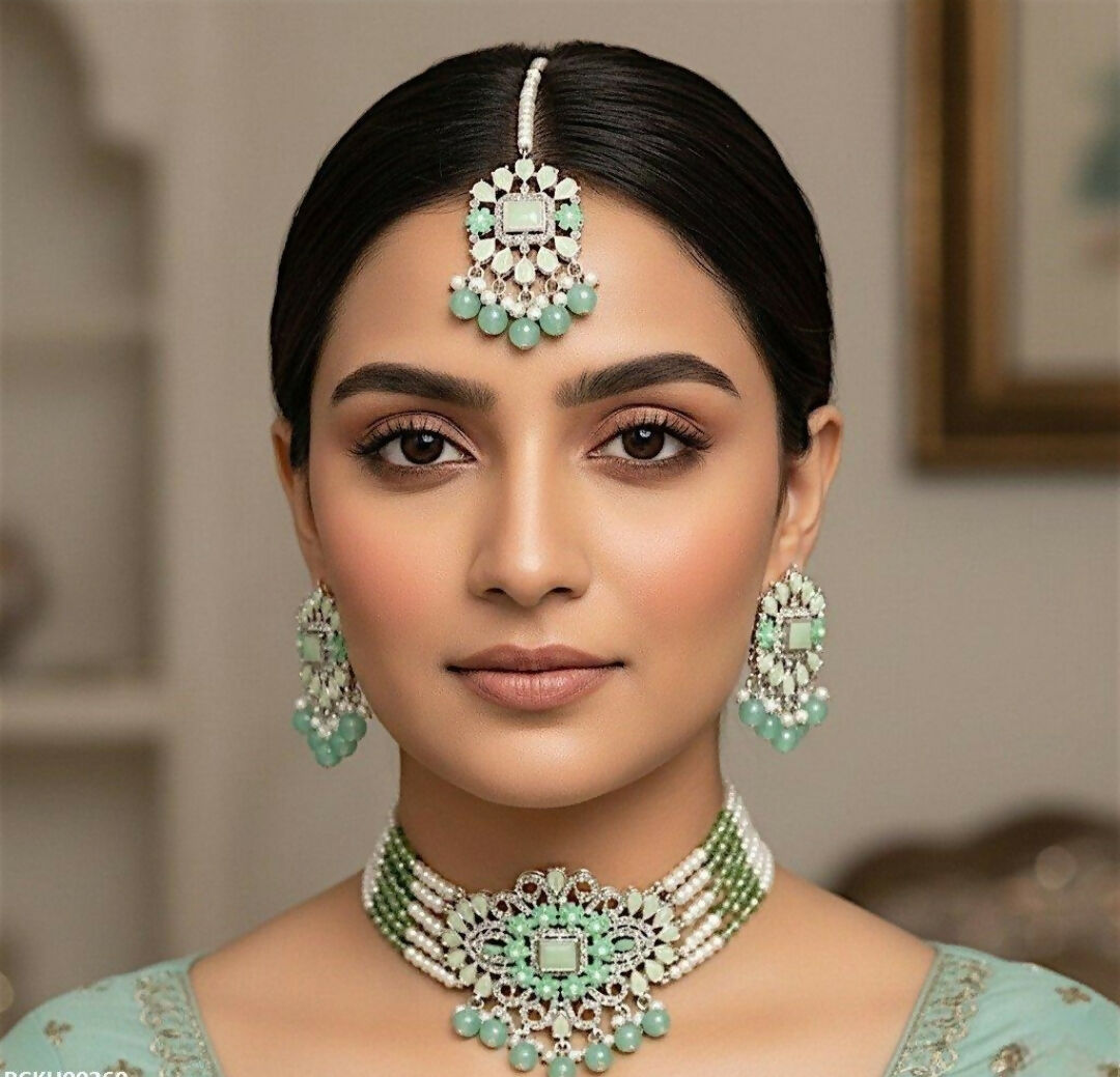 Rectangle Tear Pearl Drop Choker Set-00260 | Women Jewelry | Wedding Jewelry & Sets | Brand New