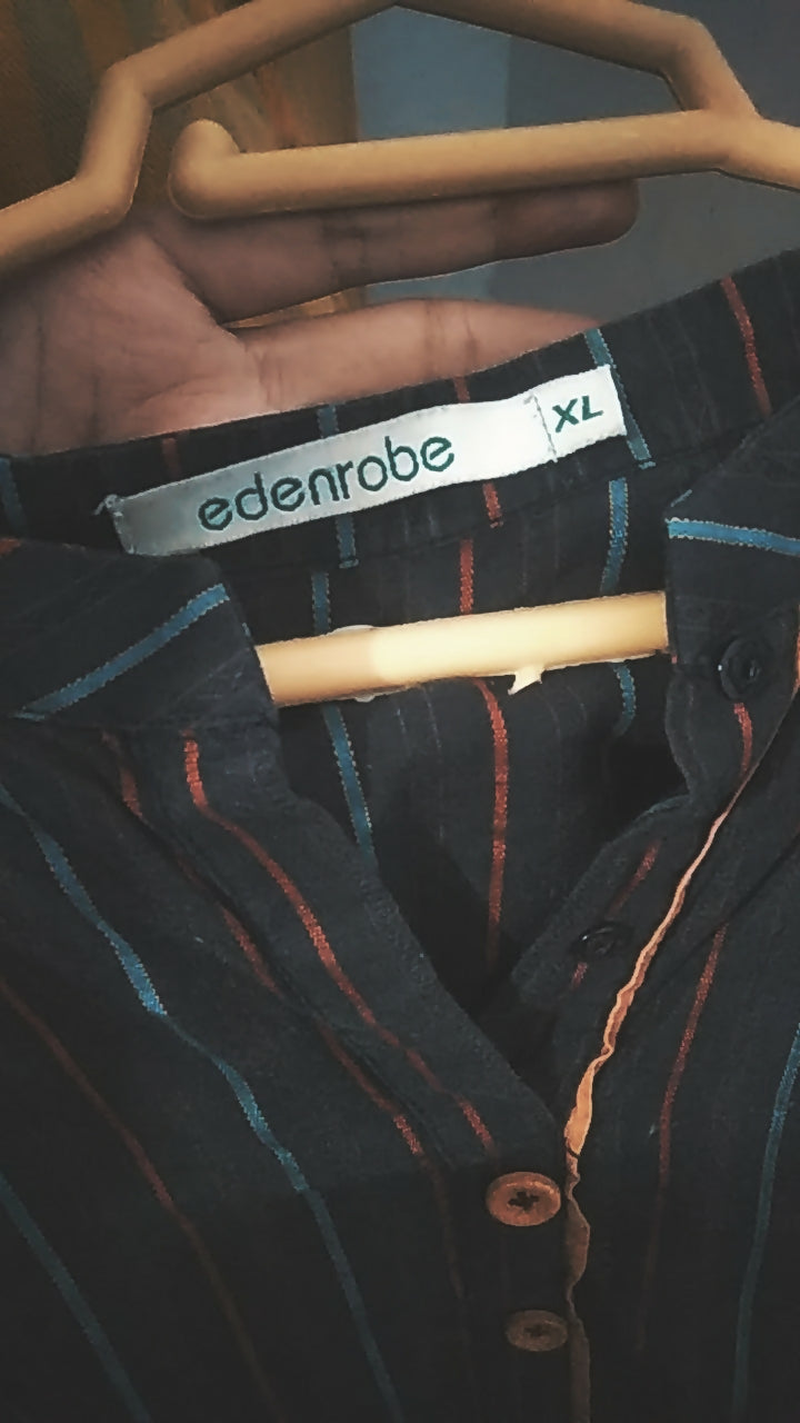 Edenrobe Embroided Shirt / kurta | Women Branded Kurta| Long black Embroided shirt branded| X Large | Preloved