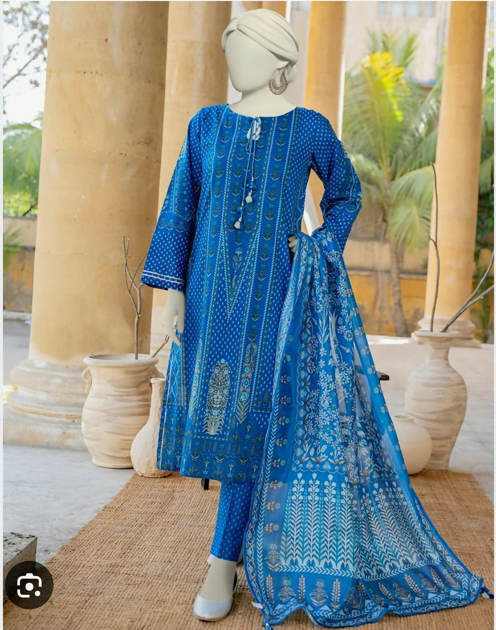 J. Junaid Jamshed | Women Branded Kurta | Blue Cotton Kurta | XLarge | Brand New