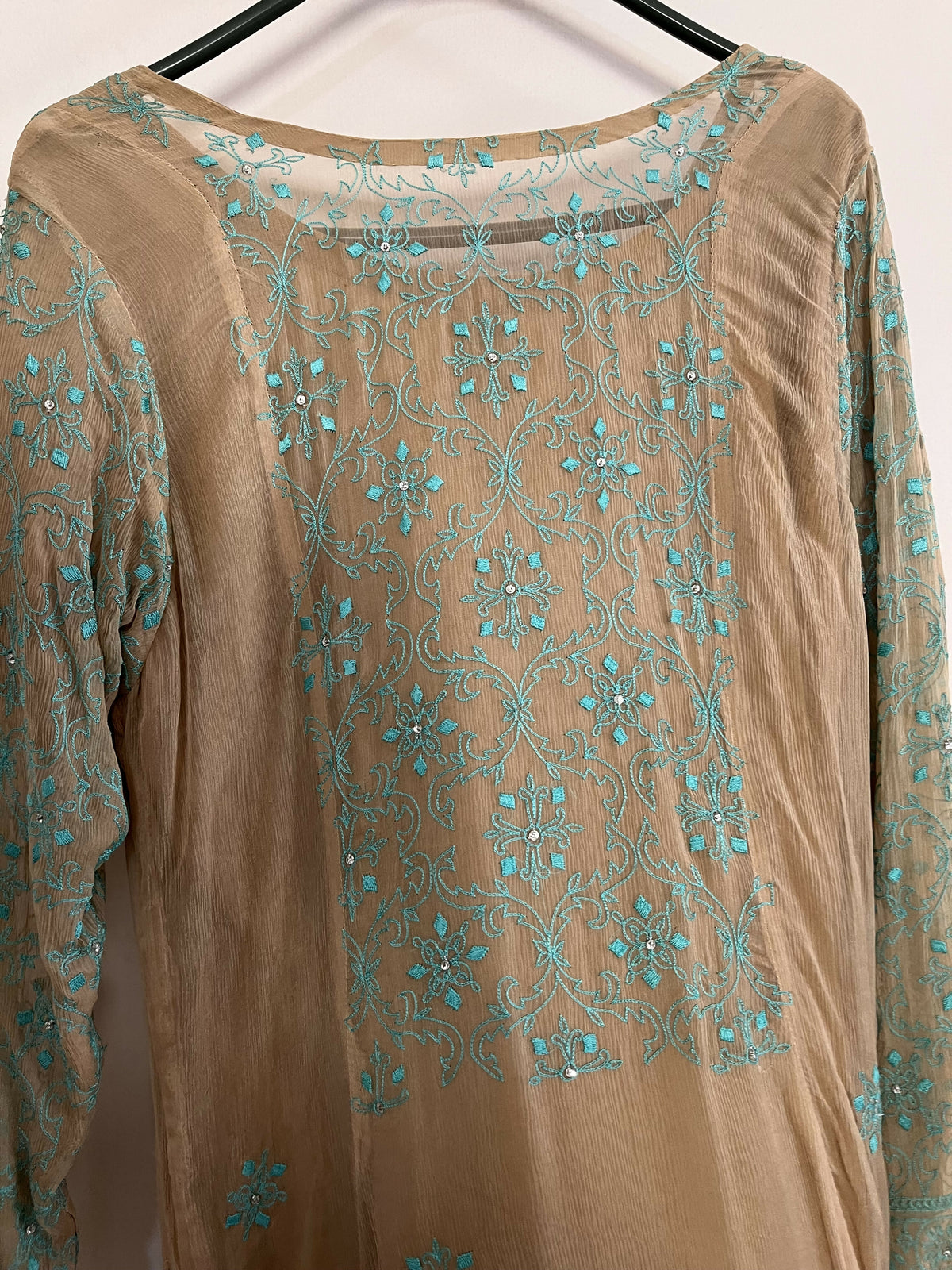 Chiffon Embroidered Kurti | Women Locally Made Formals | Small | Blue | New