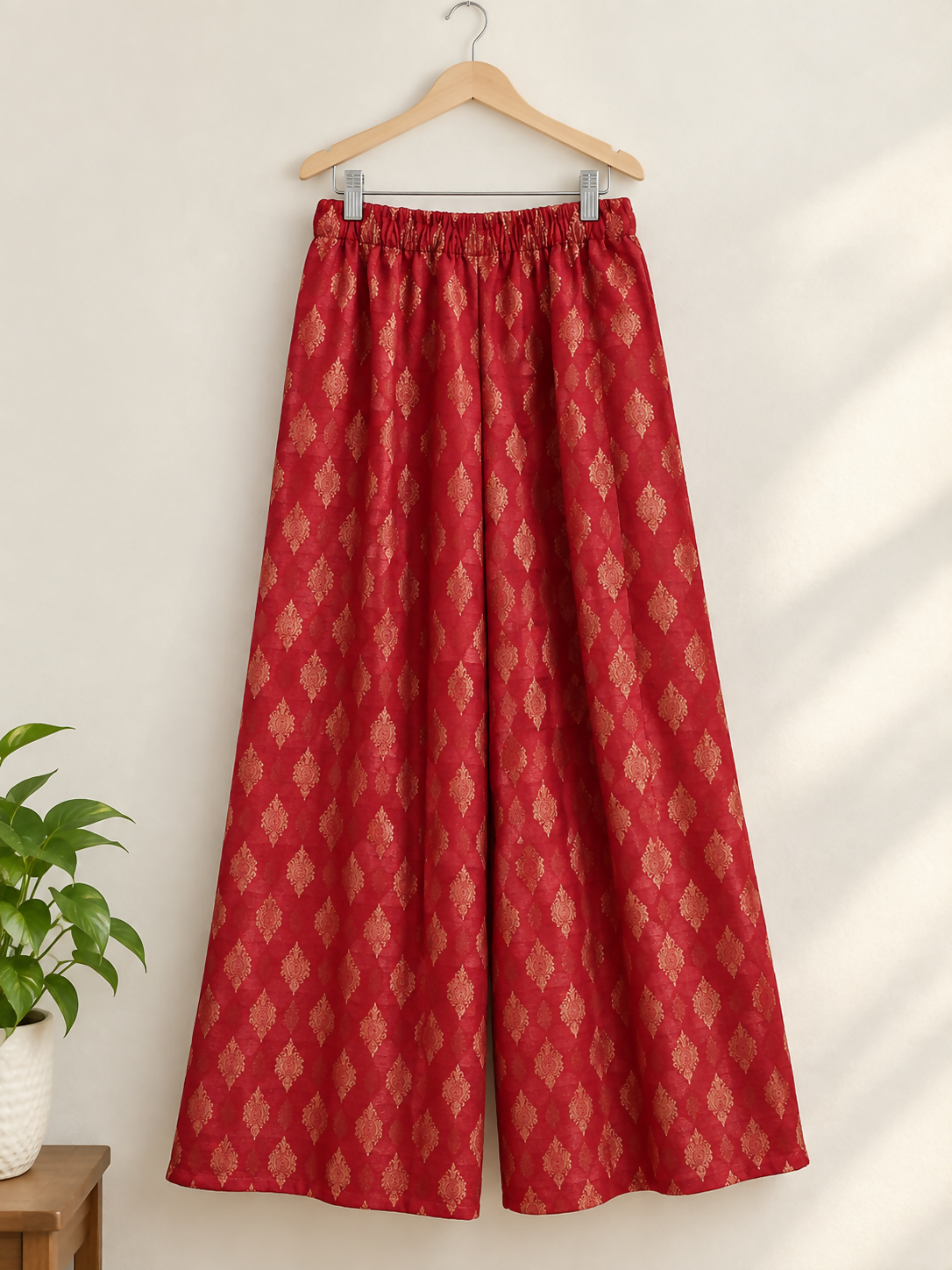 Banarsi Flapper | Women Bottoms & Pants | Red | Large | Preloved
