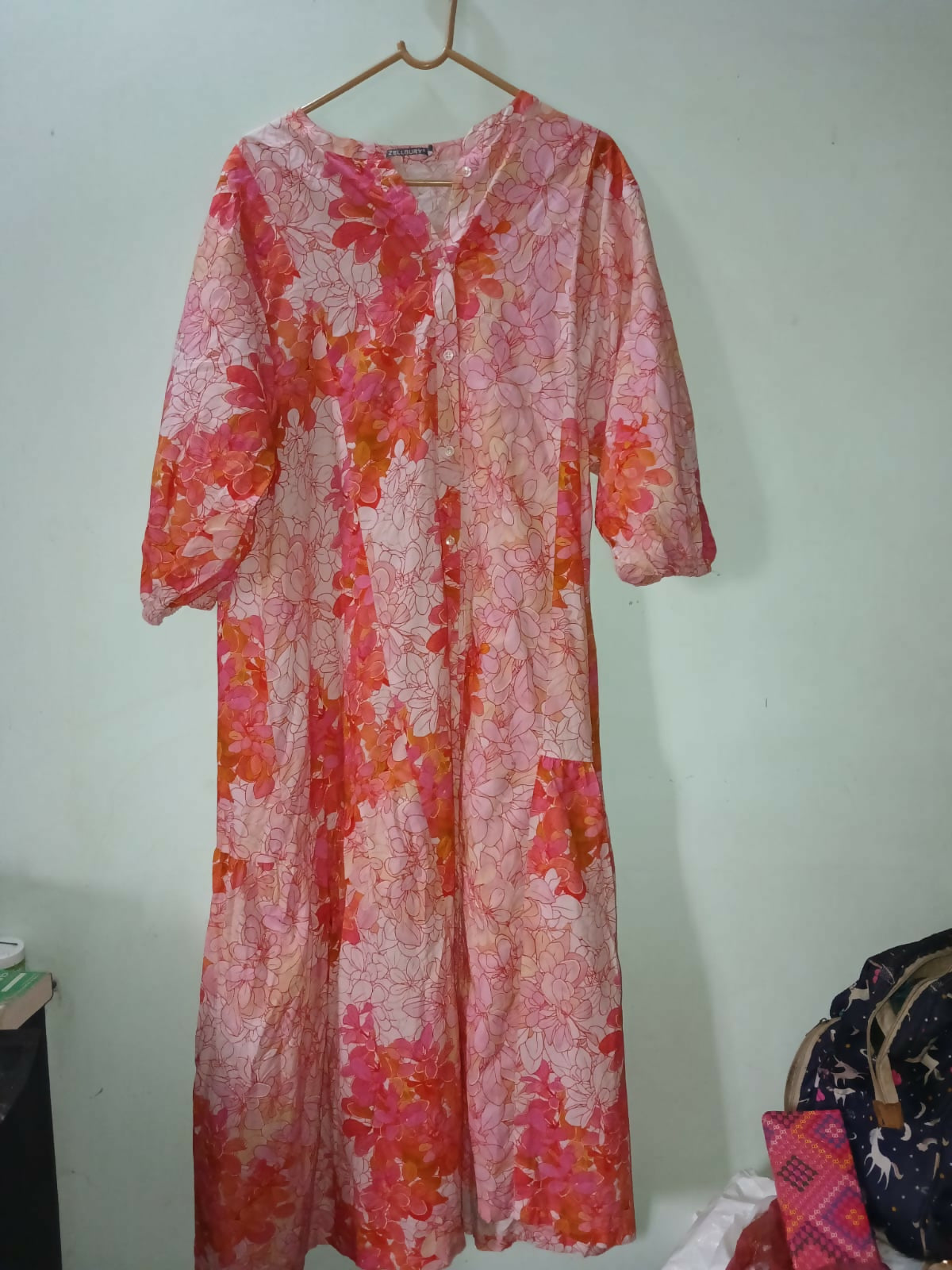 Zellbury | Women Frocks & Maxis | Orange & White | Large | Preloved