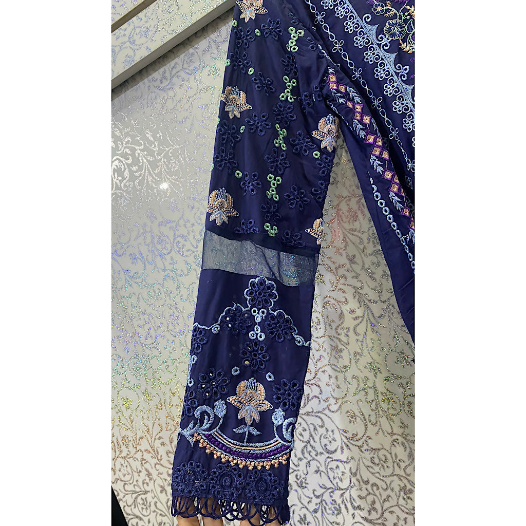 Fully Embroidered 3PC Dress | Women Locally Made Kurta | Blue Kurta | Medium | Worn Once