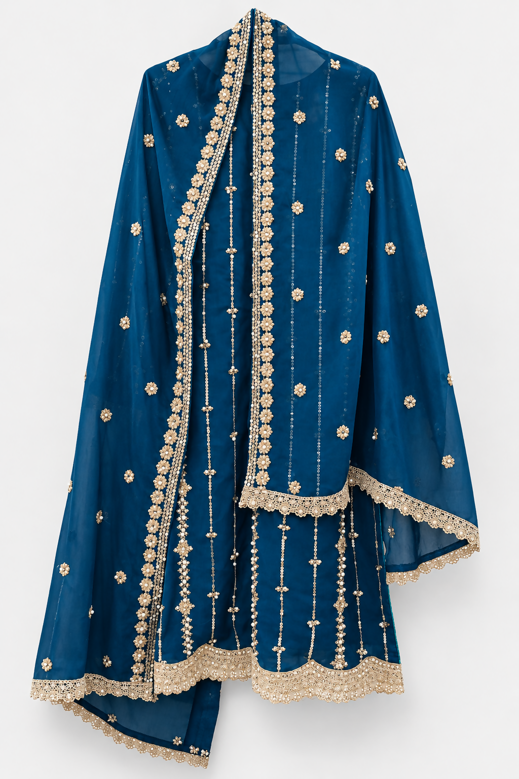 Royal Blue Embroidered Dress | Women Locally Made Formals | Medium | Worn Once