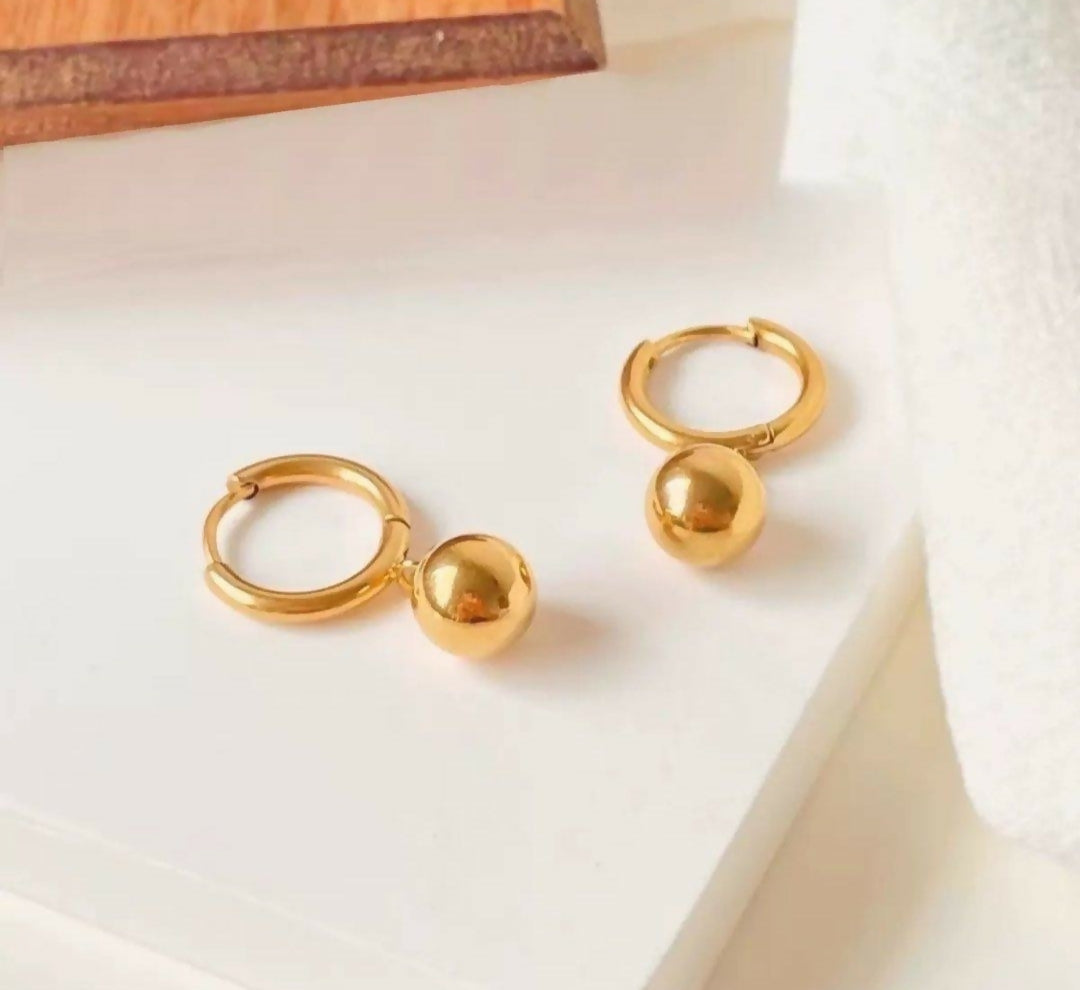Round Ball Drop Hoops-00449 | Women Jewelry | Earrings | Brand New