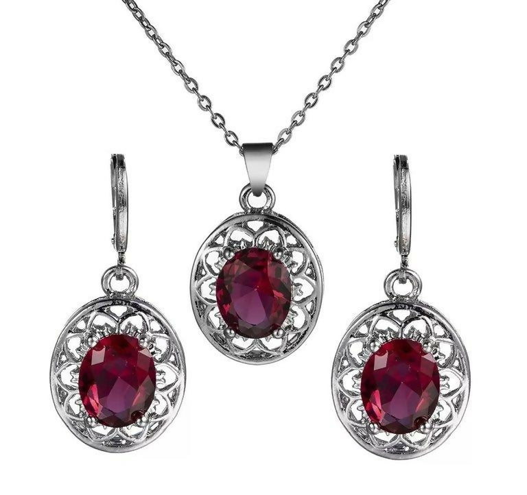 Oval Flower Pendant Set-00743 | Women Jewelry | Necklaces & Pendants | Casual jewelry sets | Brand New