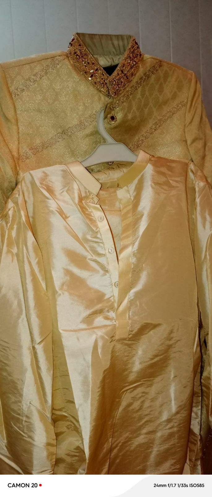 Golden Sherwani | Men Shalwar Kameez | Medium | Worn Once