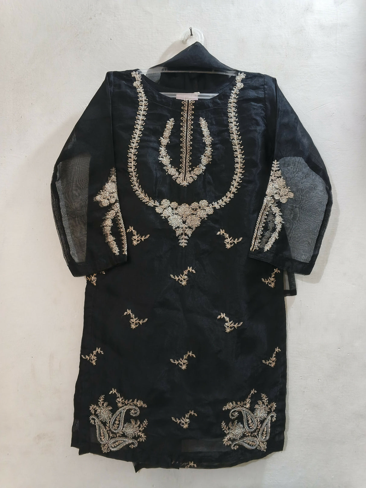 Black Organza Suit | Girls Shalwar Kameez | Small | Worn Once