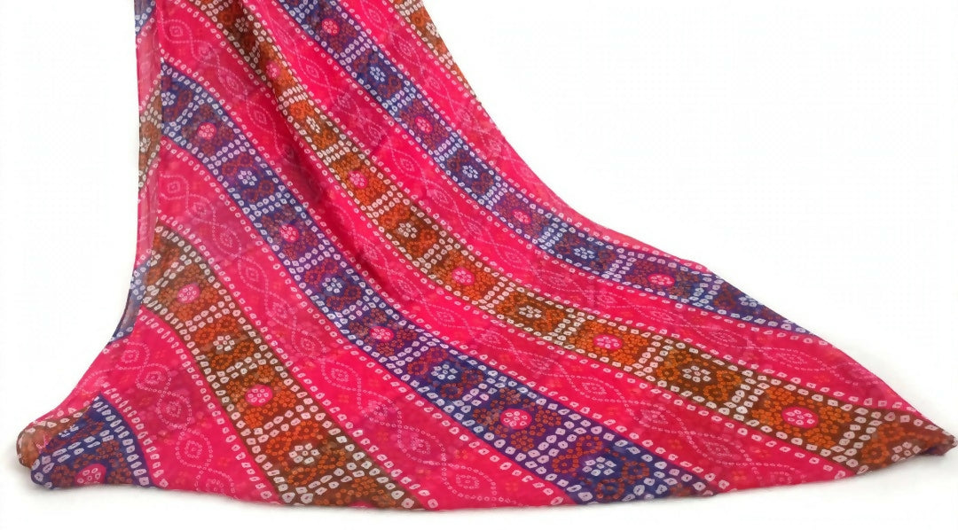 Pink Chunri Print Dupatta | Women Accessories | Duppatas & Shawls | Large | Brand New