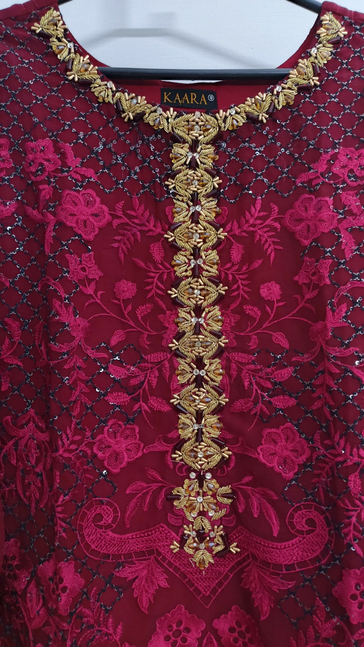 Kaara | Women Branded Formals | Black & Maroon | Small | Brand New