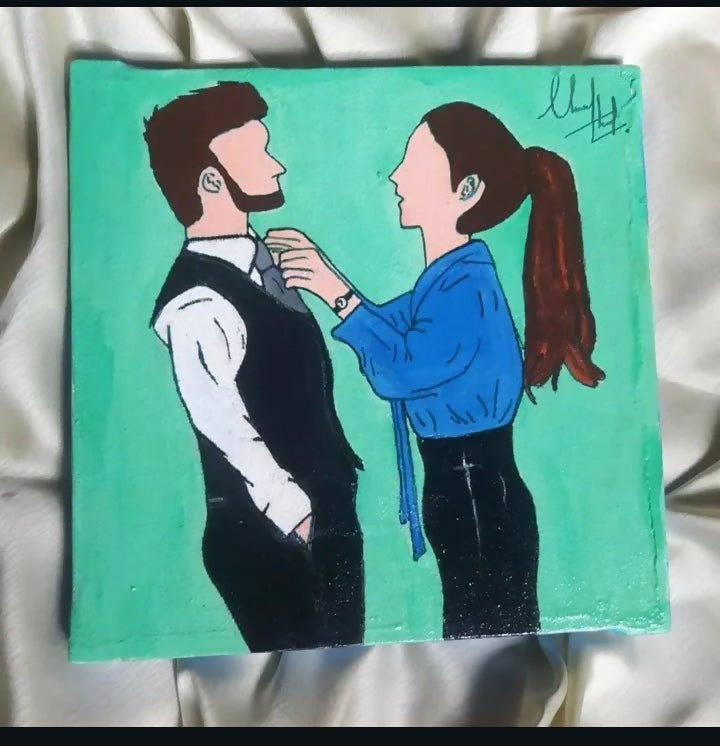 Couple painting | For gift | Art and Paintings | Acrylic Painting | Size: 8x8 | New | home decor