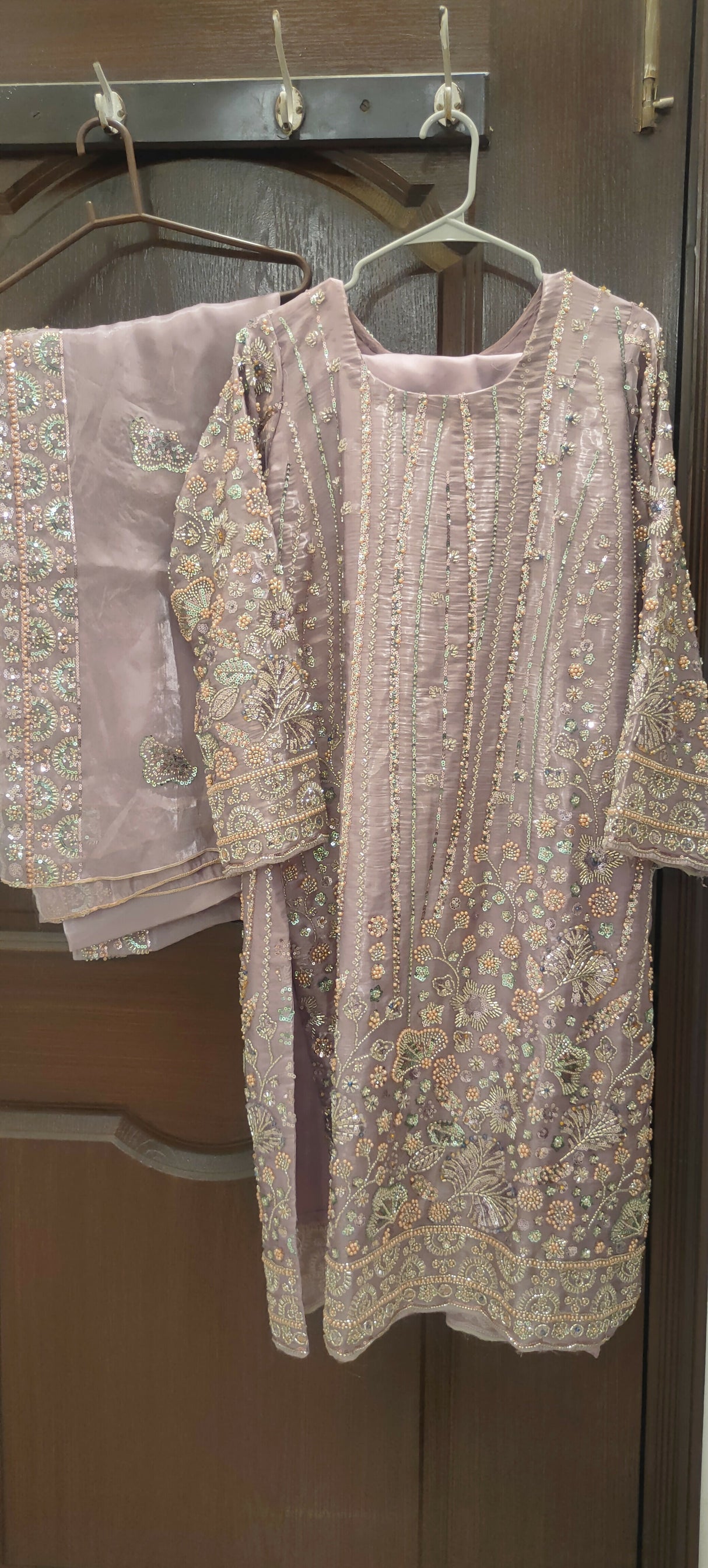 Heavy Embroidered Cut Dana Lilac Dress | Women Locally Made Kurta | Large | Brand New