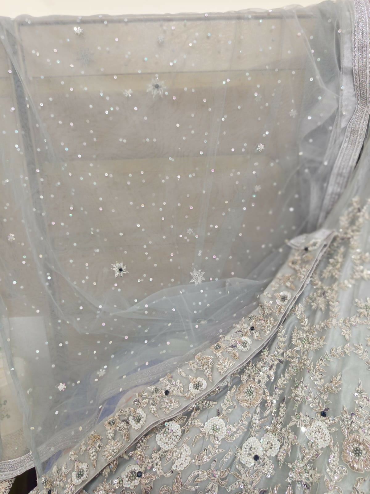 Grey Silver Maxi | Women Bridals | Medium | Worn Once