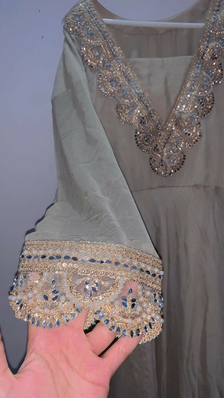 Golden Double Layer Frok | Women Frocks & Maxis | Large | Preloved