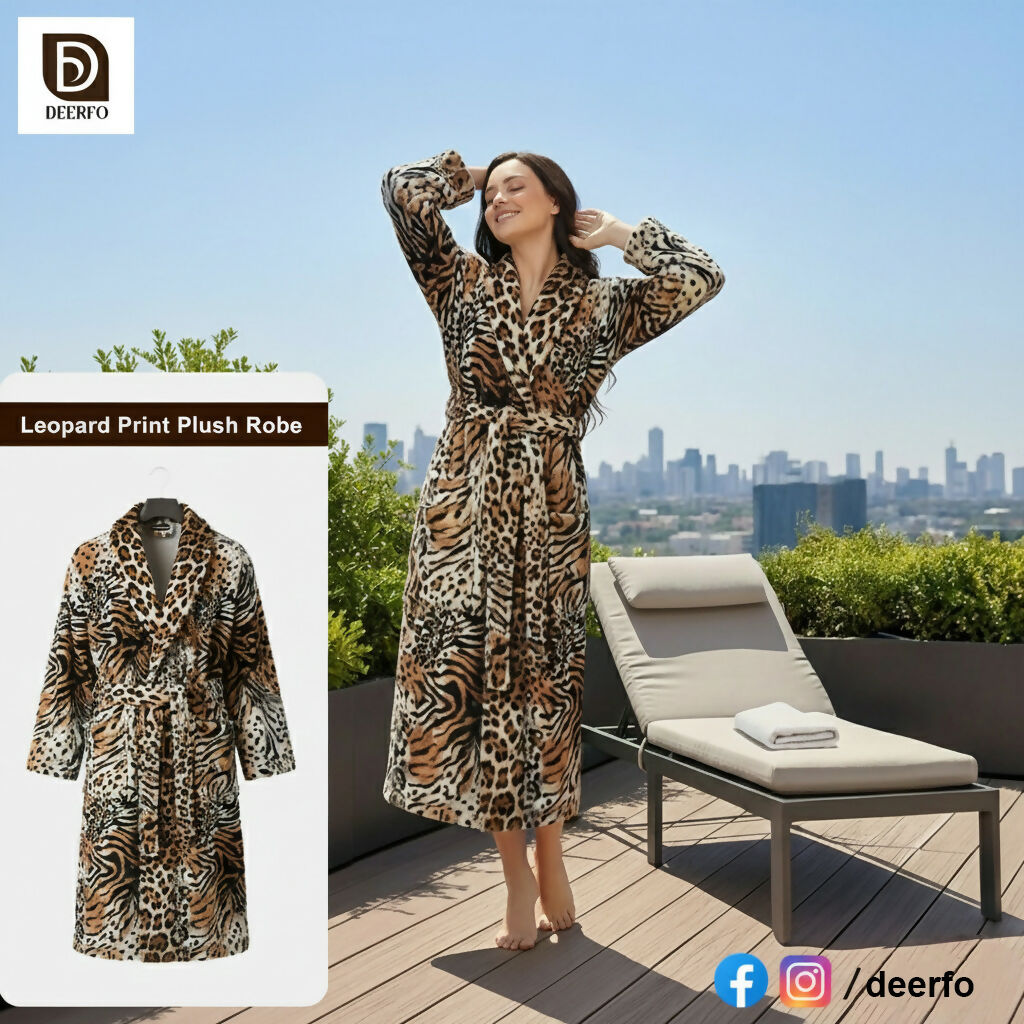 Leopard Print Plush Bathrobe | Women Beauty | Bath & Body | Bath Towels | Medium | New