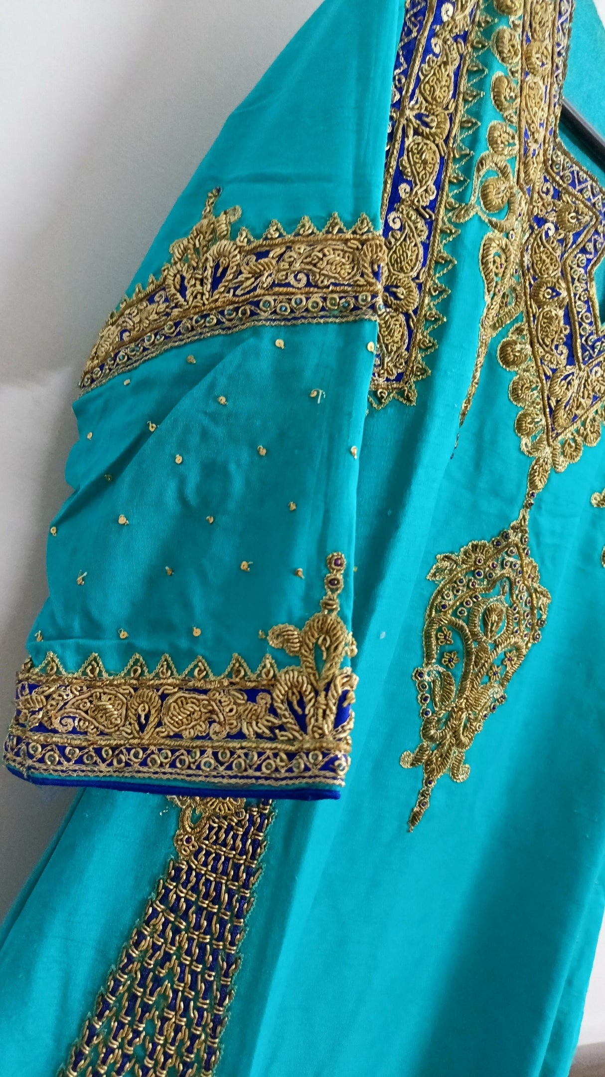 Mayar by Abdullah Faheem | Women Branded Formals | Blue & Golden | Small | Worn Once