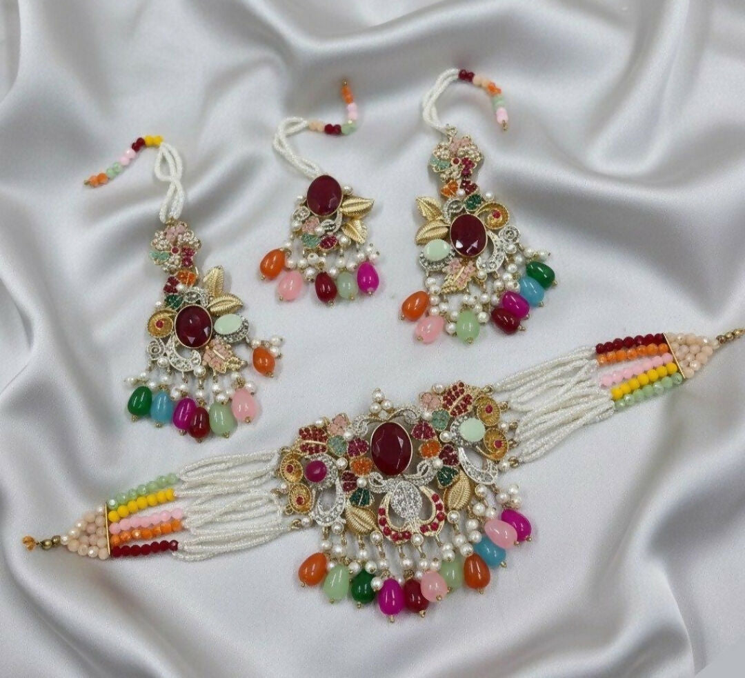 Oval/Flower Pearl Drop Choker Set-00261 | Women Jewelry | Wedding Jewelry & Sets | Brand New