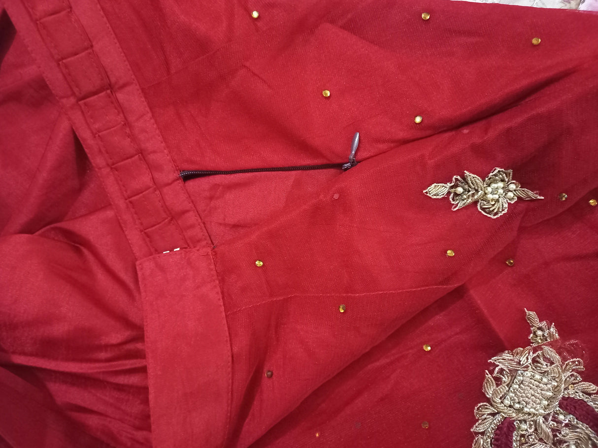 Elegant Red Hand Embroidered Bridal Dress | Women Bridals | XSmall | Worn Once