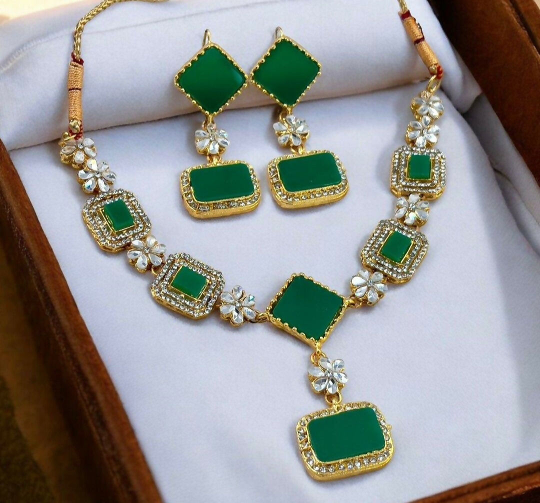 Square/Rectangle Drop Necklace Set-245 | Women Jewelry | Wedding Jewelry & Sets | Brand New