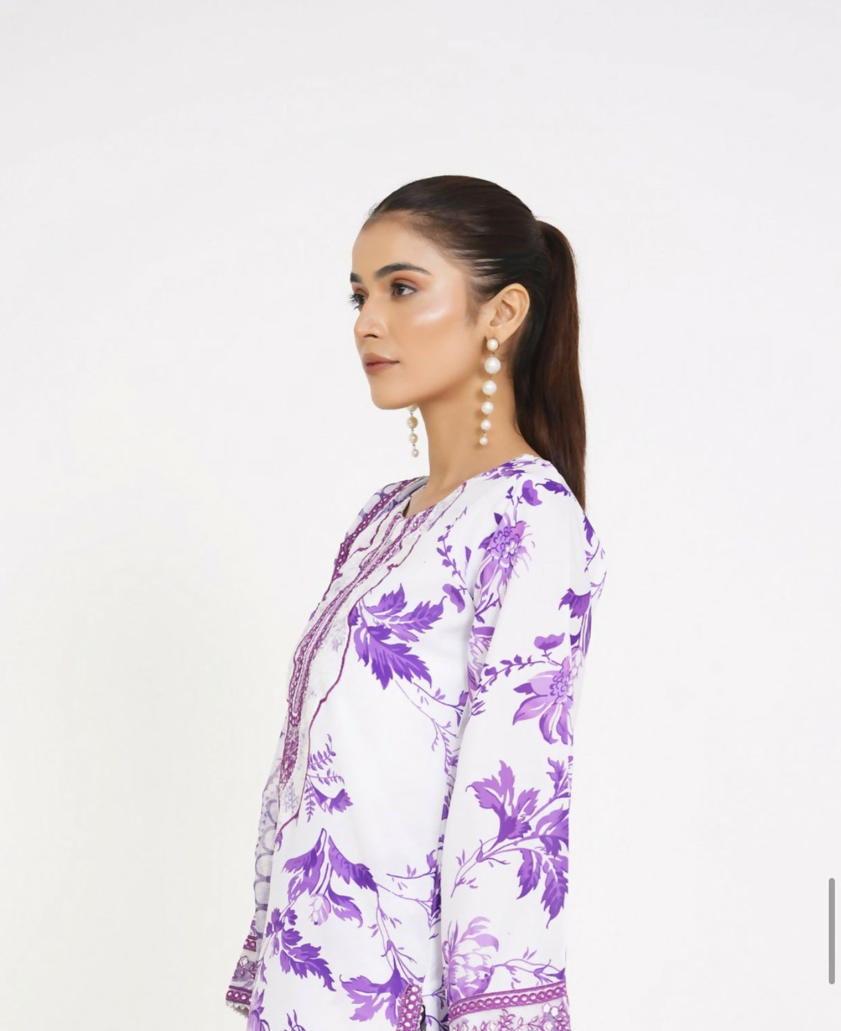 Beautiful White & Purple Suit | Women Locally Made Kurta | Small | New