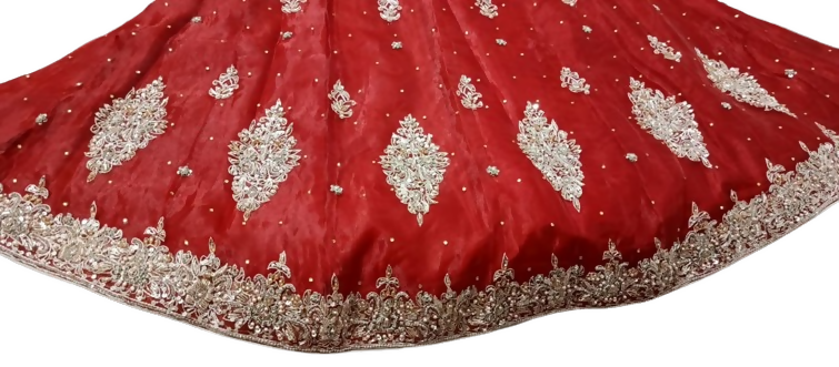Red Handmade Embroidered Frock | Women Zari Embroidered Frock | Worn Once