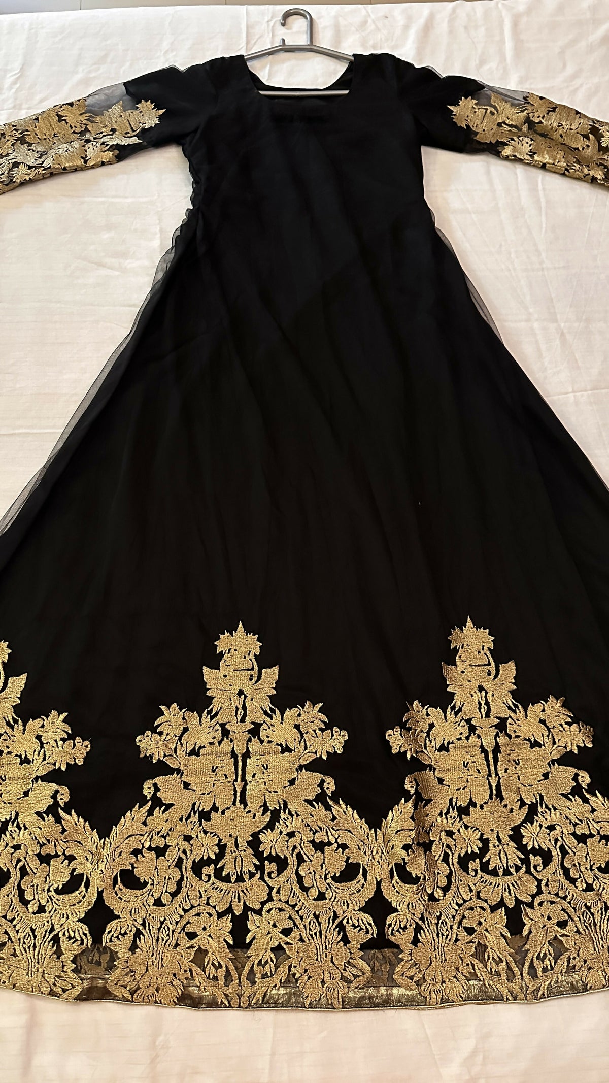 Black Silk Net Maxi | Women Frocks & Maxis | Small | Preloved
