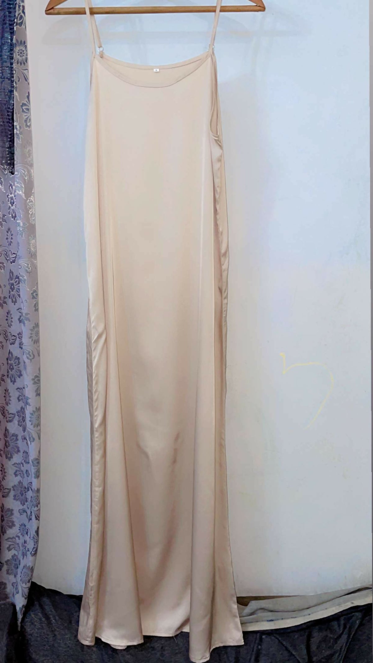 Silk Long Maxi | Women Frocks & Maxis | Beige | Small | Preloved