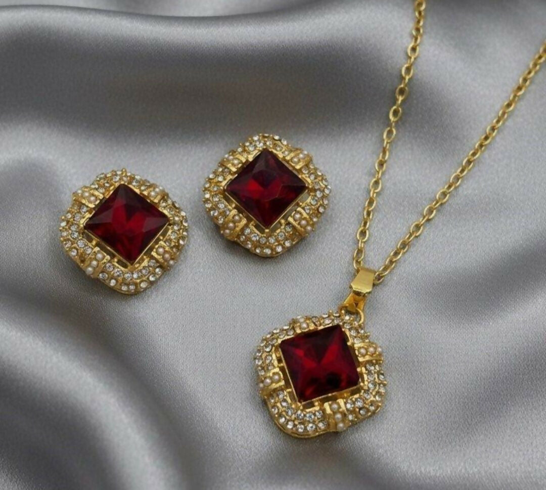 Square Pendant Set-00271 | Women Jewelry | Necklaces & Pendants | Casual jewelry sets | Brand New