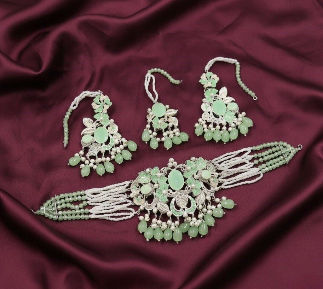 Oval/Flower Pearl Drop Choker Set-00262 | Women Jewelry | Wedding Jewelry & Sets | Brand New