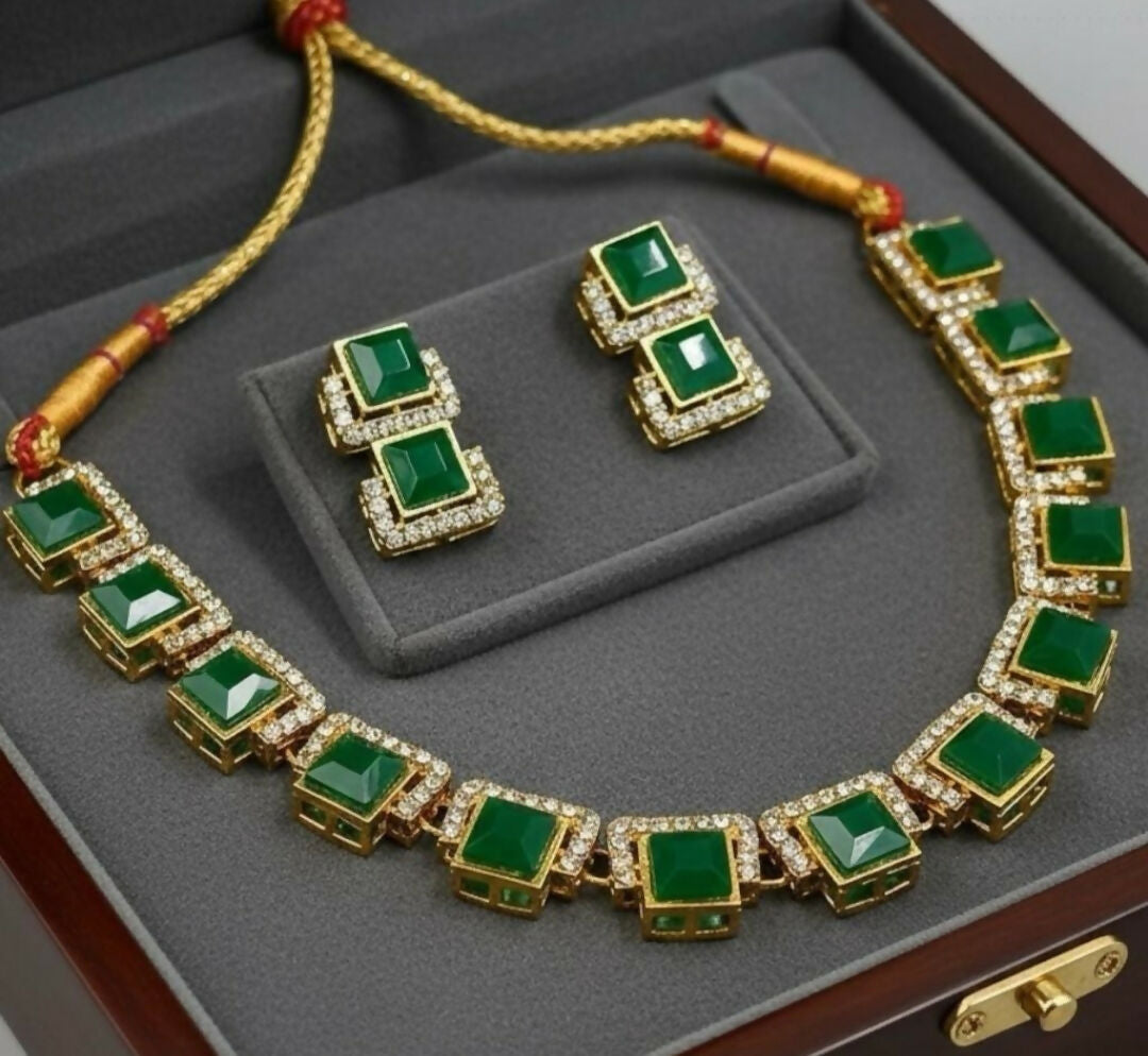 Square Necklace Set-00022 | Women Jewelry | Wedding Jewelry & Sets | Brand New