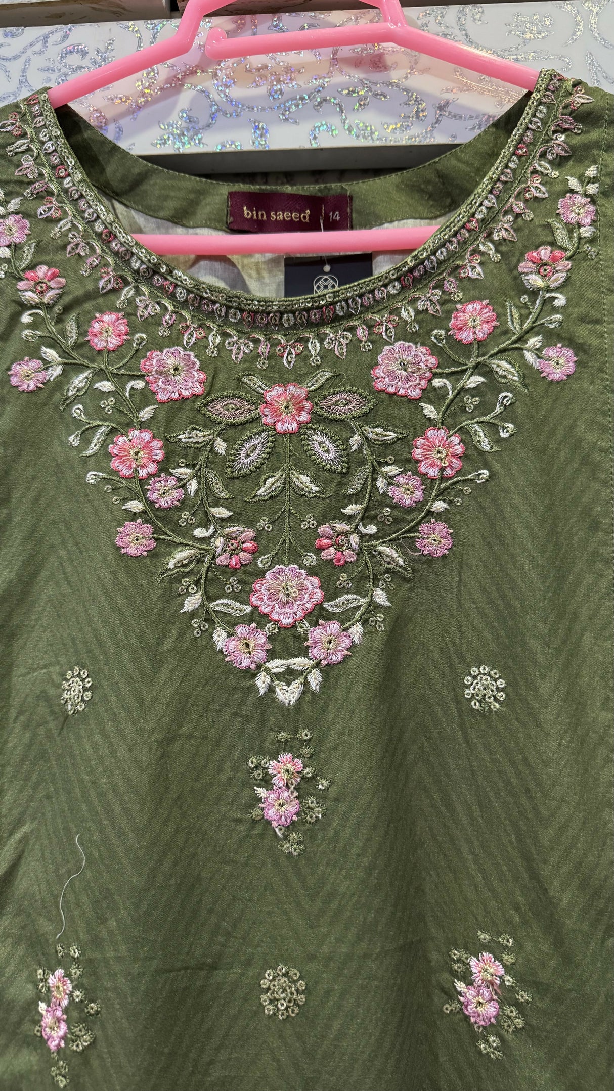 Bin Saeed | Women Branded Kurta | Green Kurta | Medium | Brand New