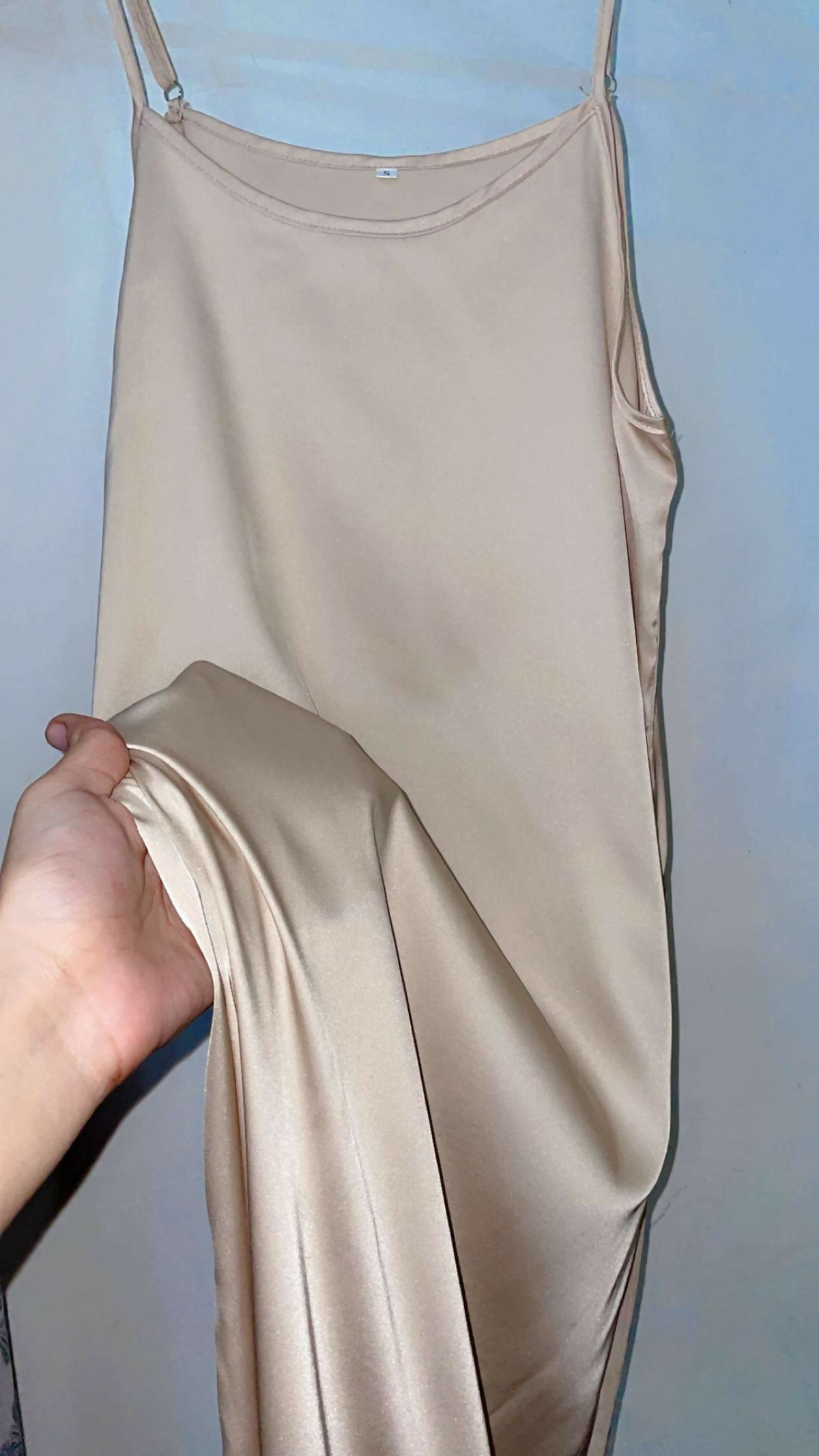 Silk Long Maxi | Women Frocks & Maxis | Beige | Small | Preloved